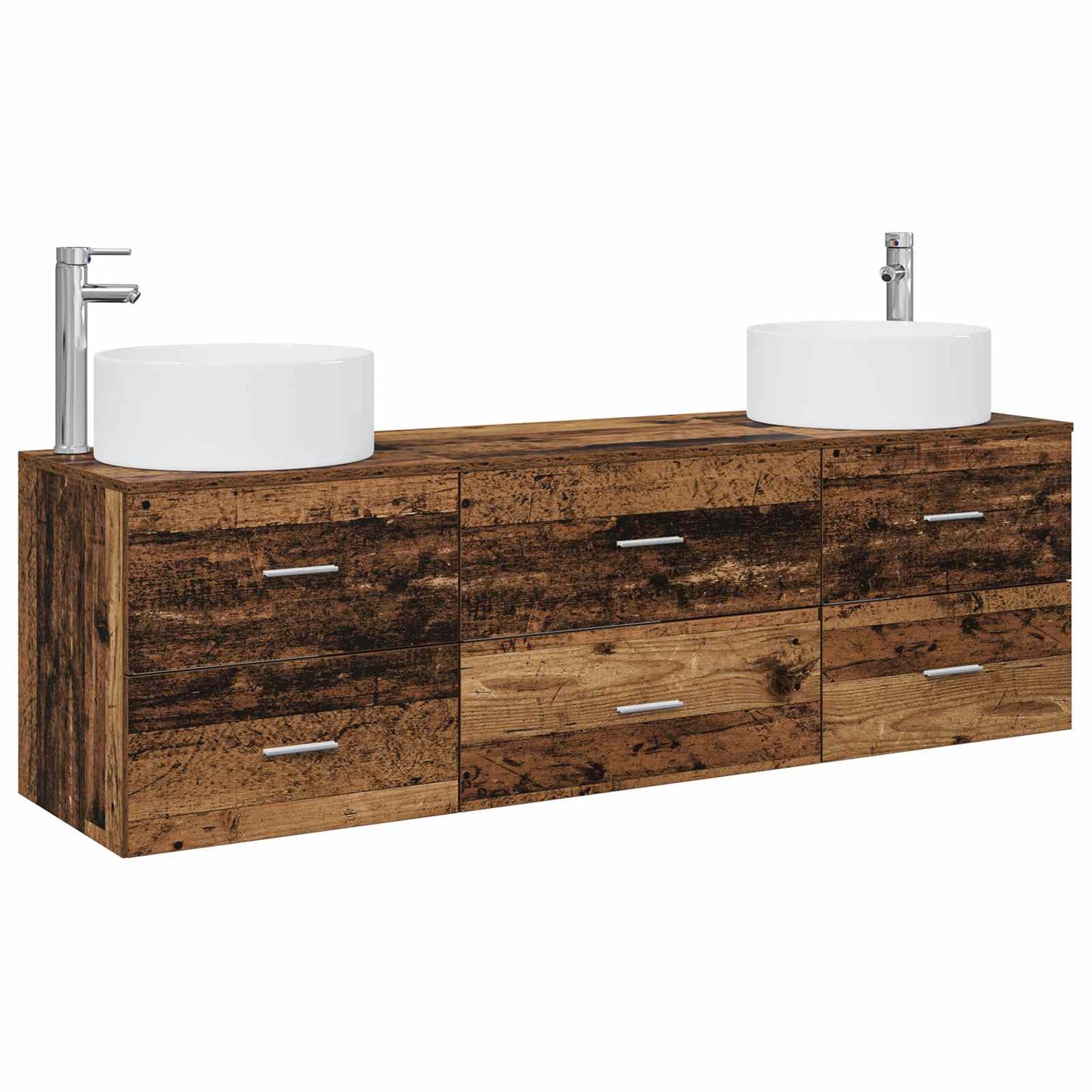 vidaXL Bathroom Furniture Set 3 pcs Old Wood 49.5 x 44.5 x 65.5 cm