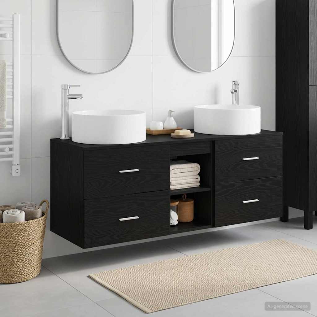 vidaXL Bathroom Furniture Set 3 pcs Black 49.5 x 44.5 x 65.5 cm