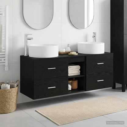 vidaXL Bathroom Furniture Set 3 pcs Black 49.5 x 44.5 x 65.5 cm
