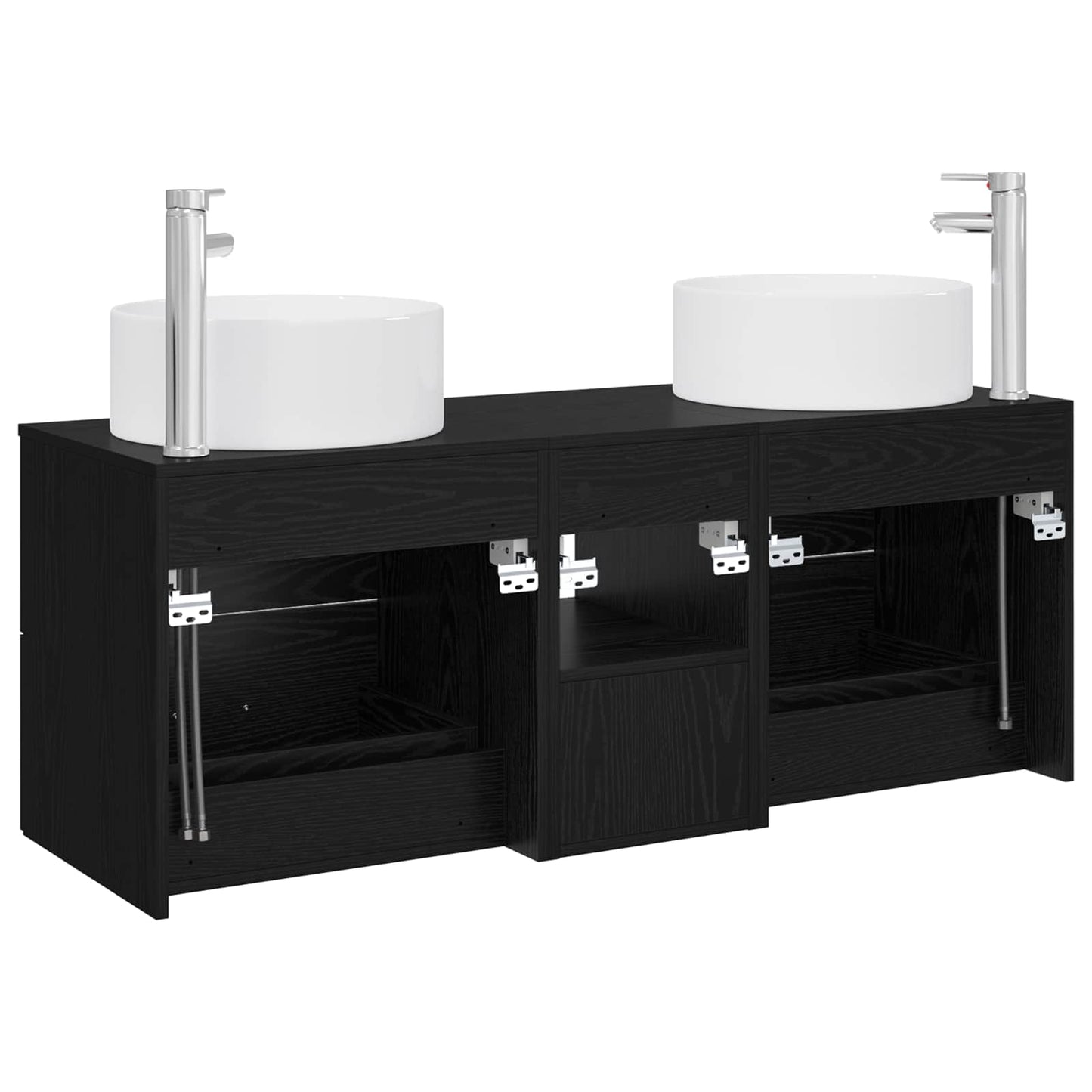 vidaXL Bathroom Furniture Set 3 pcs Black 49.5 x 44.5 x 65.5 cm