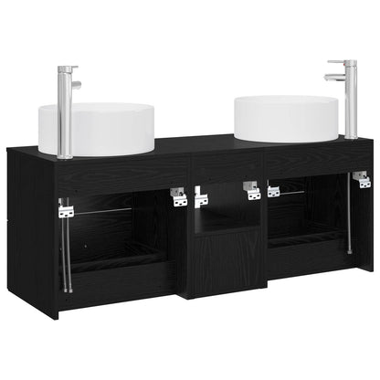 vidaXL Bathroom Furniture Set 3 pcs Black 49.5 x 44.5 x 65.5 cm