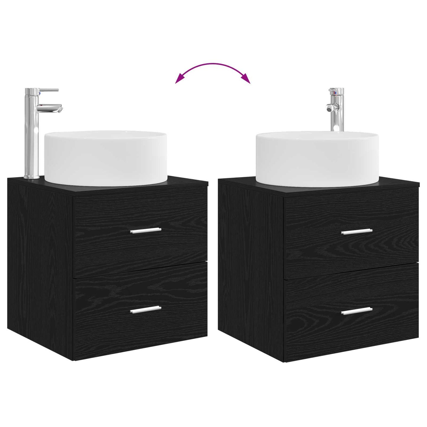 vidaXL Bathroom Furniture Set 3 pcs Black 49.5 x 44.5 x 65.5 cm