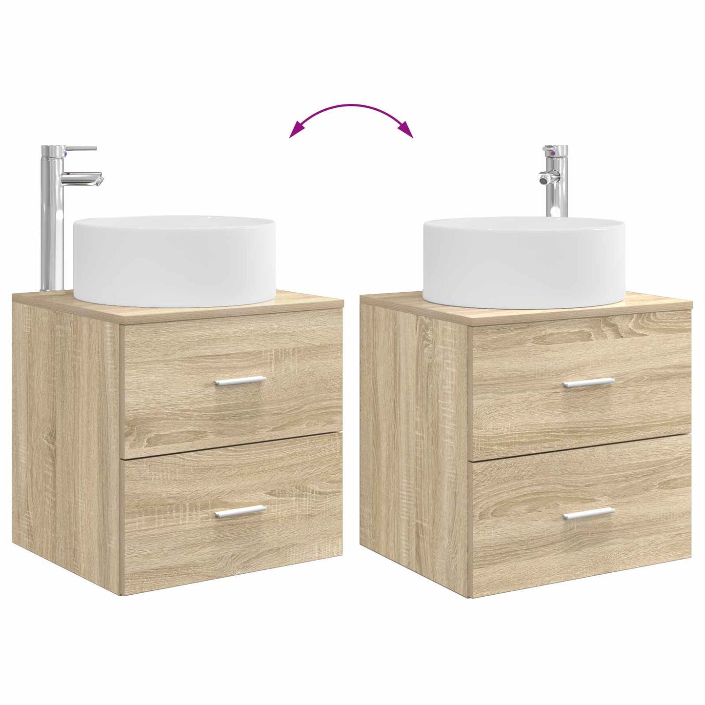 vidaXL Bathroom Furniture Set 3 pcs Sonoma Oak 49.5 x 44.5 x 65.5 cm