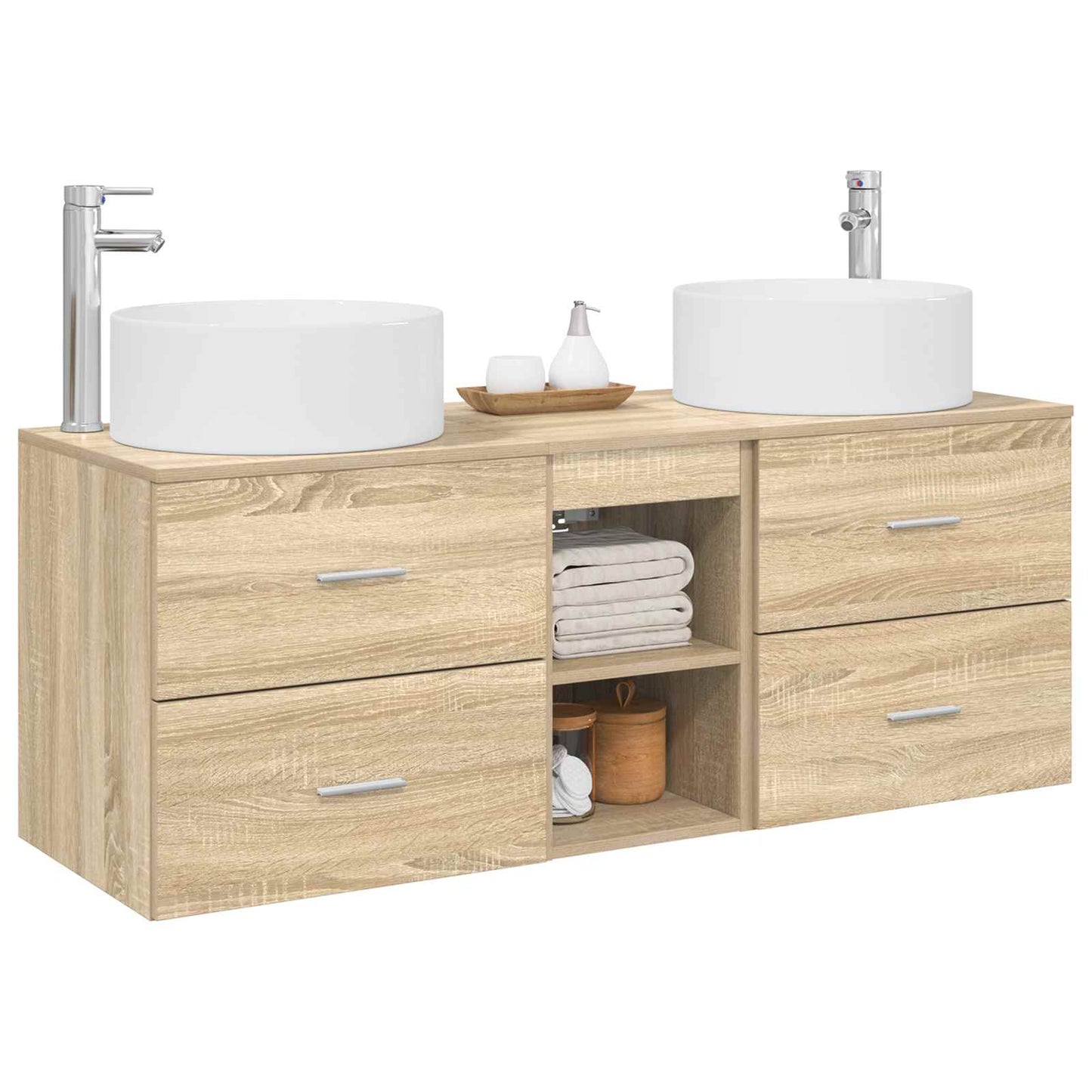 vidaXL Bathroom Furniture Set 3 pcs Sonoma Oak 49.5 x 44.5 x 65.5 cm