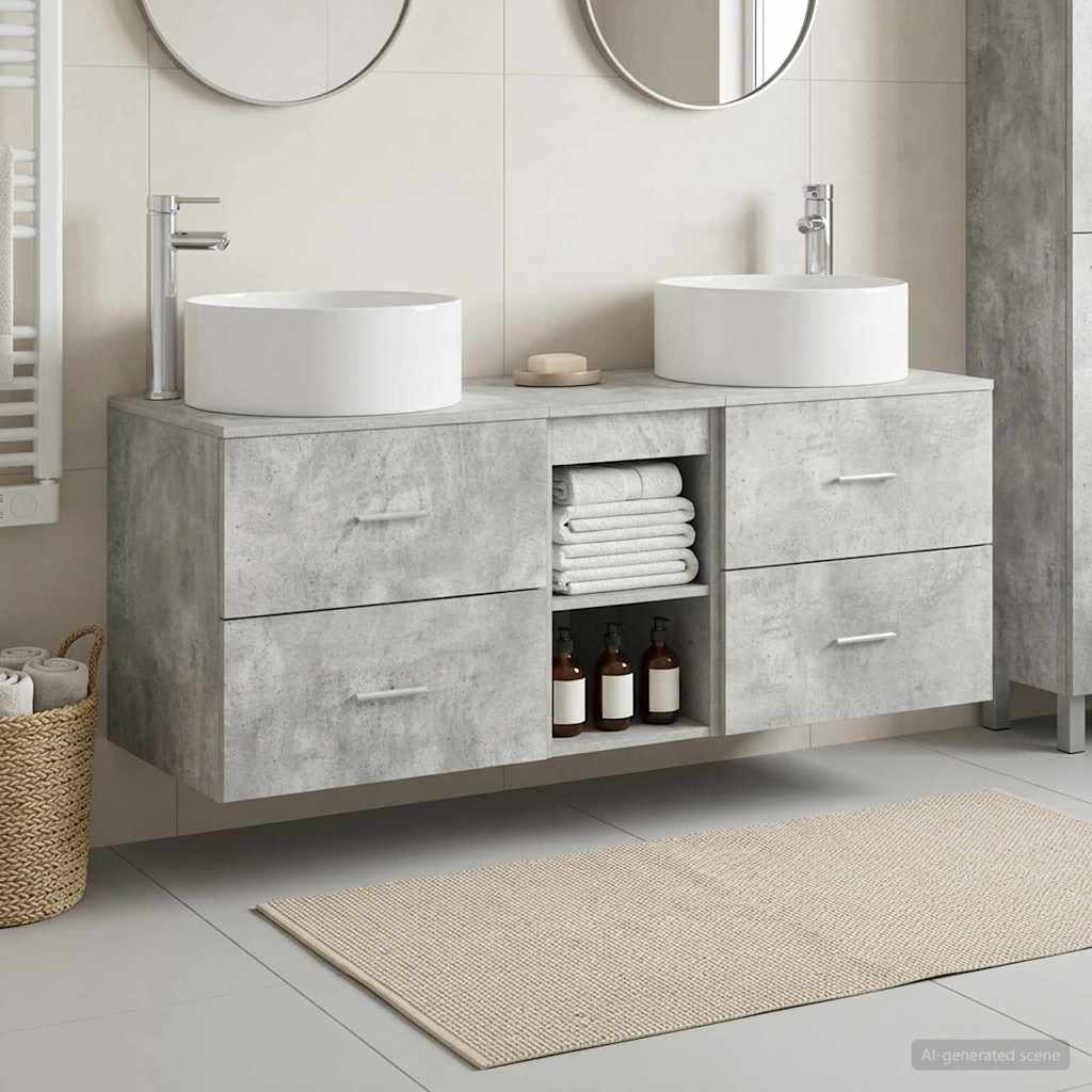 vidaXL Bathroom Furniture Set 3 pcs Concrete Grey