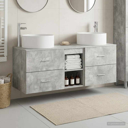 vidaXL Bathroom Furniture Set 3 pcs Concrete Grey