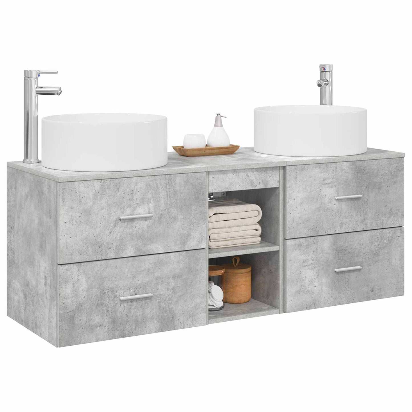 vidaXL Bathroom Furniture Set 3 pcs Concrete Grey
