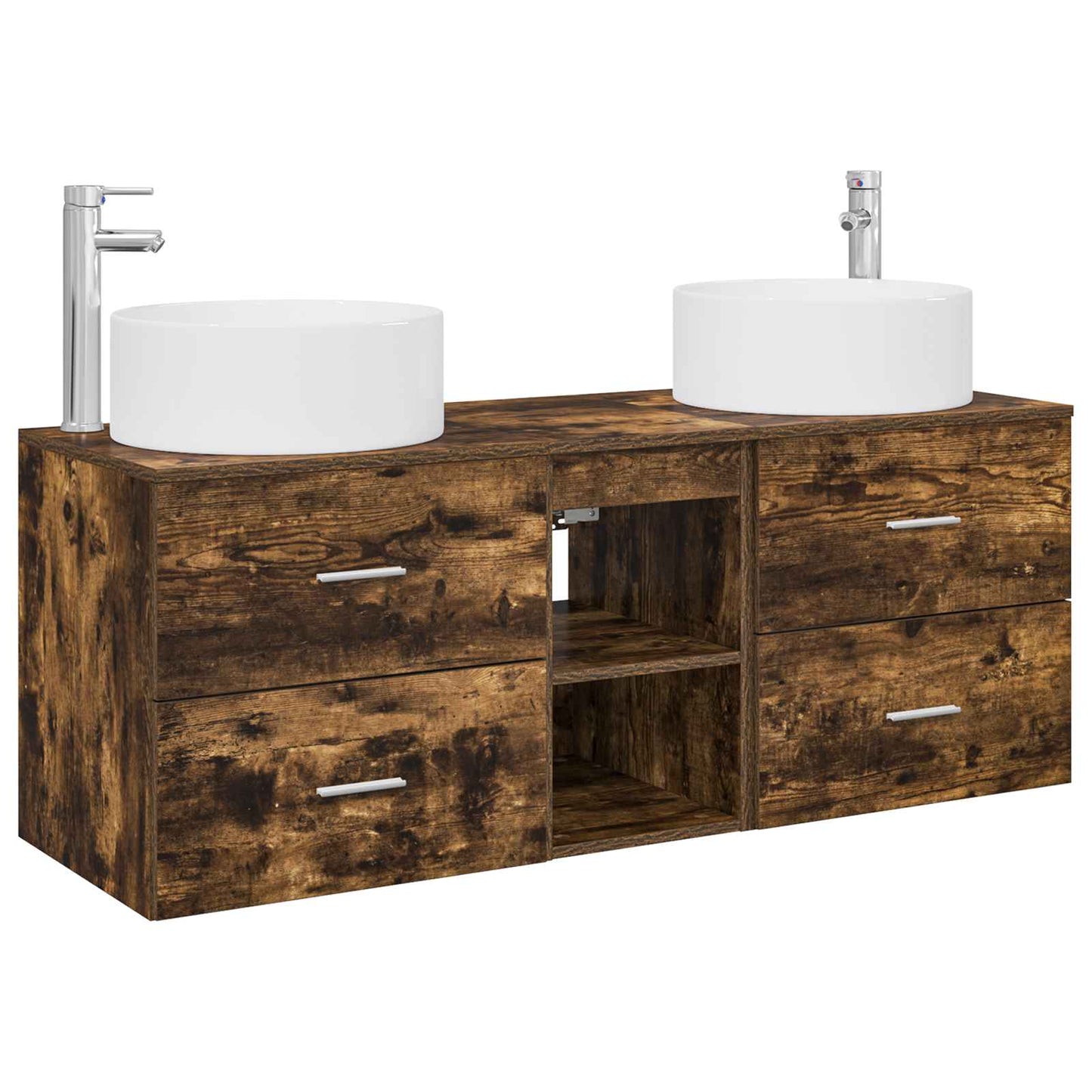 vidaXL Bathroom Furniture Set 3 pcs Smoked Oak 49.5 x 44.5 x 65.5 cm