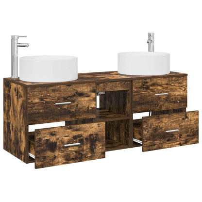 vidaXL Bathroom Furniture Set 3 pcs Smoked Oak 49.5 x 44.5 x 65.5 cm