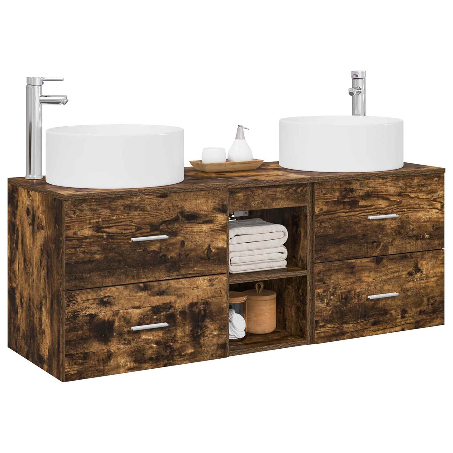 vidaXL Bathroom Furniture Set 3 pcs Smoked Oak 49.5 x 44.5 x 65.5 cm