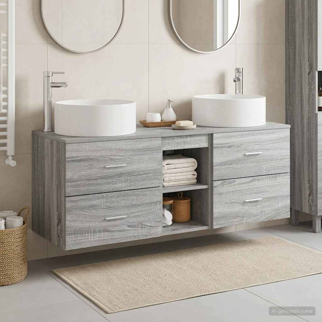vidaXL Bathroom Furniture Set 3 pcs Grey Sonoma 49.5 x 44.5 x 65.5 cm