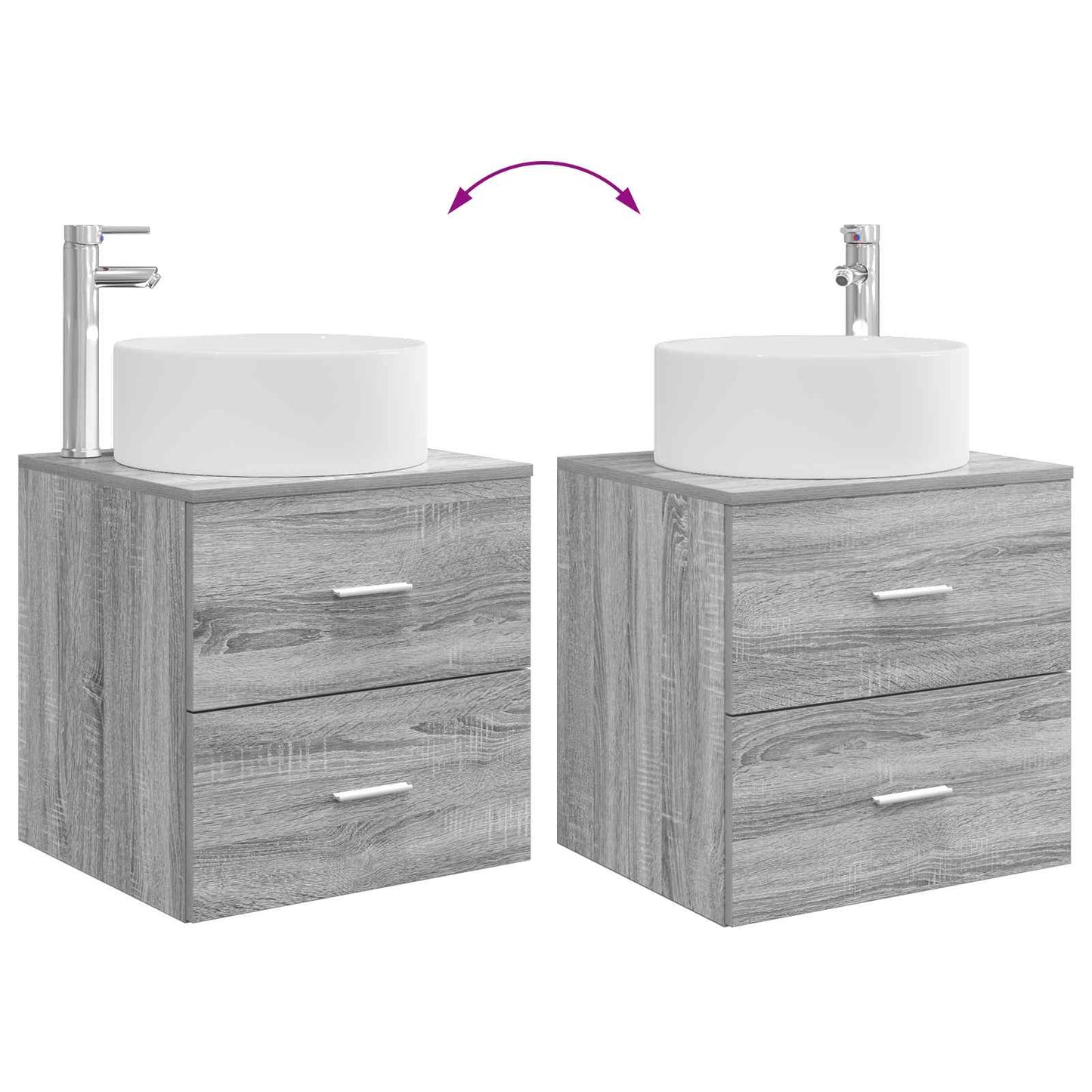 vidaXL Bathroom Furniture Set 3 pcs Grey Sonoma 49.5 x 44.5 x 65.5 cm