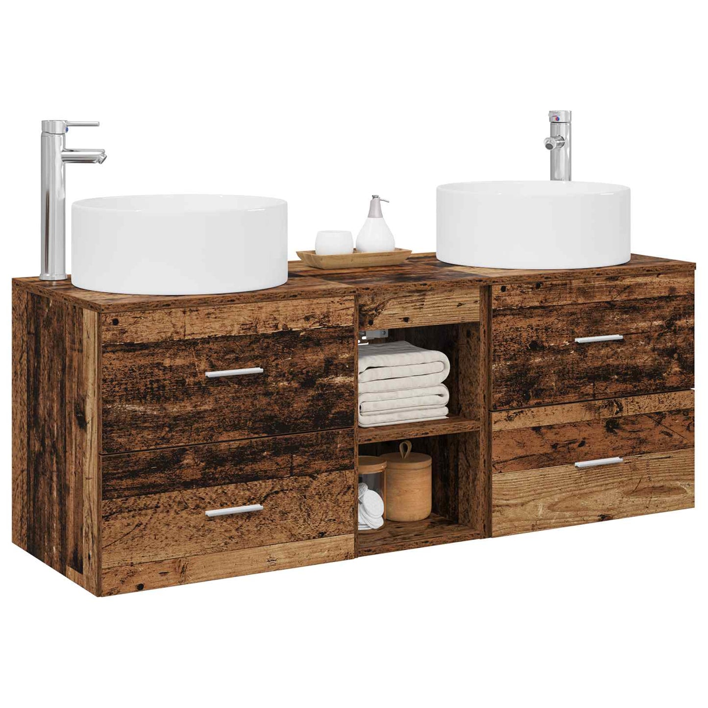 vidaXL Bathroom Furniture Set 3 pcs Old Wood 49.5 x 44.5 x 65.5 cm