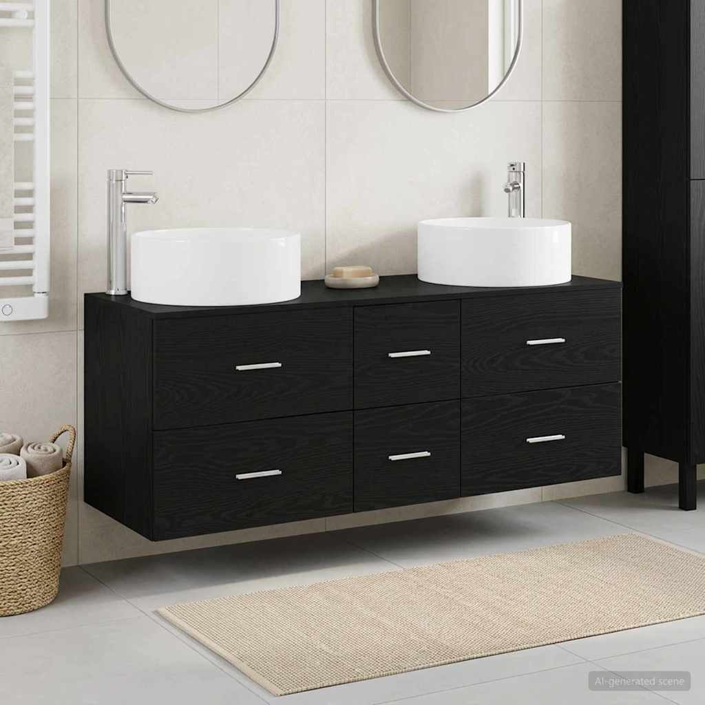 vidaXL Bathroom Furniture Set 3 pcs Black 49.5 x 44.5 x 65.5 cm