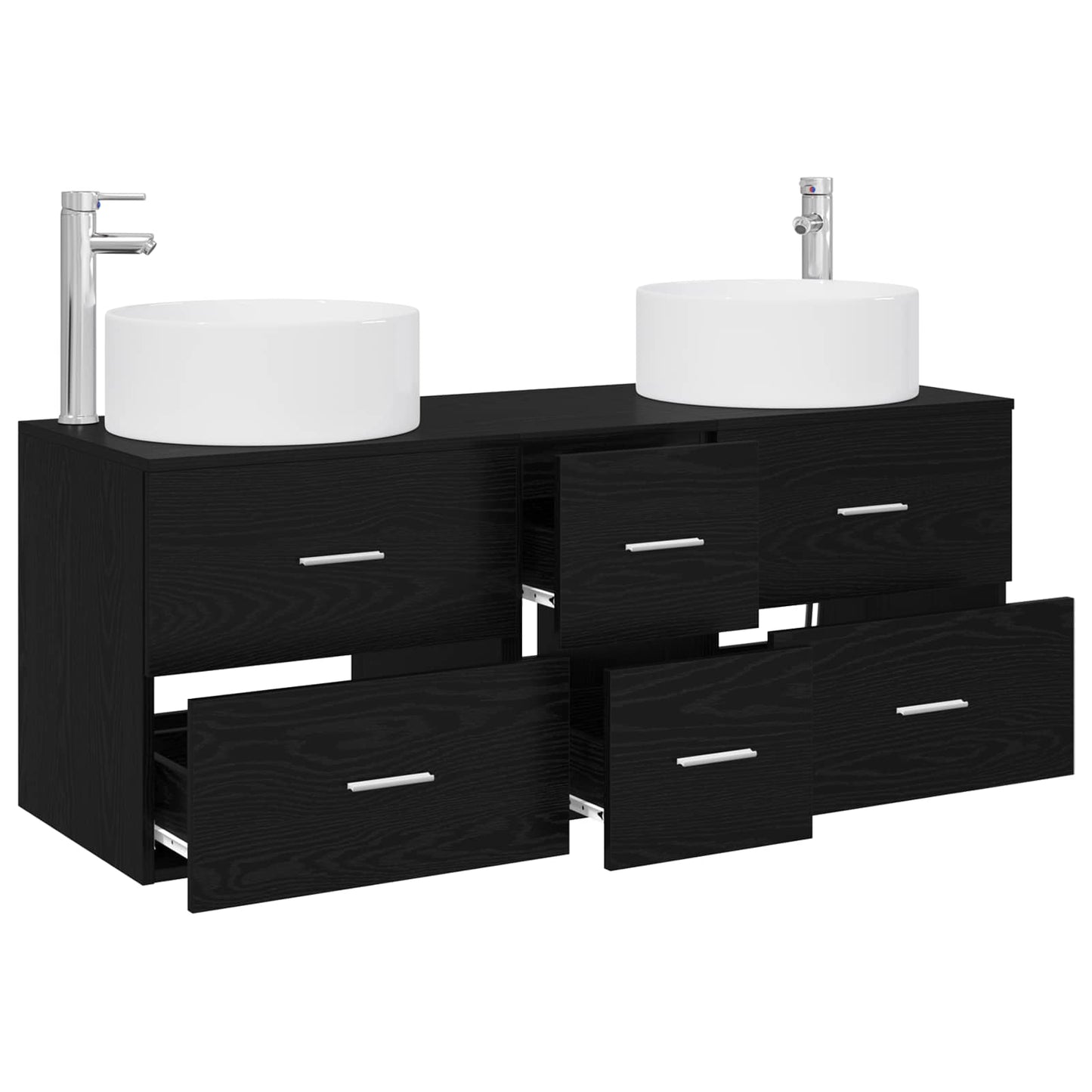 vidaXL Bathroom Furniture Set 3 pcs Black 49.5 x 44.5 x 65.5 cm