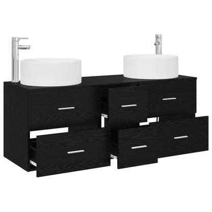 vidaXL Bathroom Furniture Set 3 pcs Black 49.5 x 44.5 x 65.5 cm