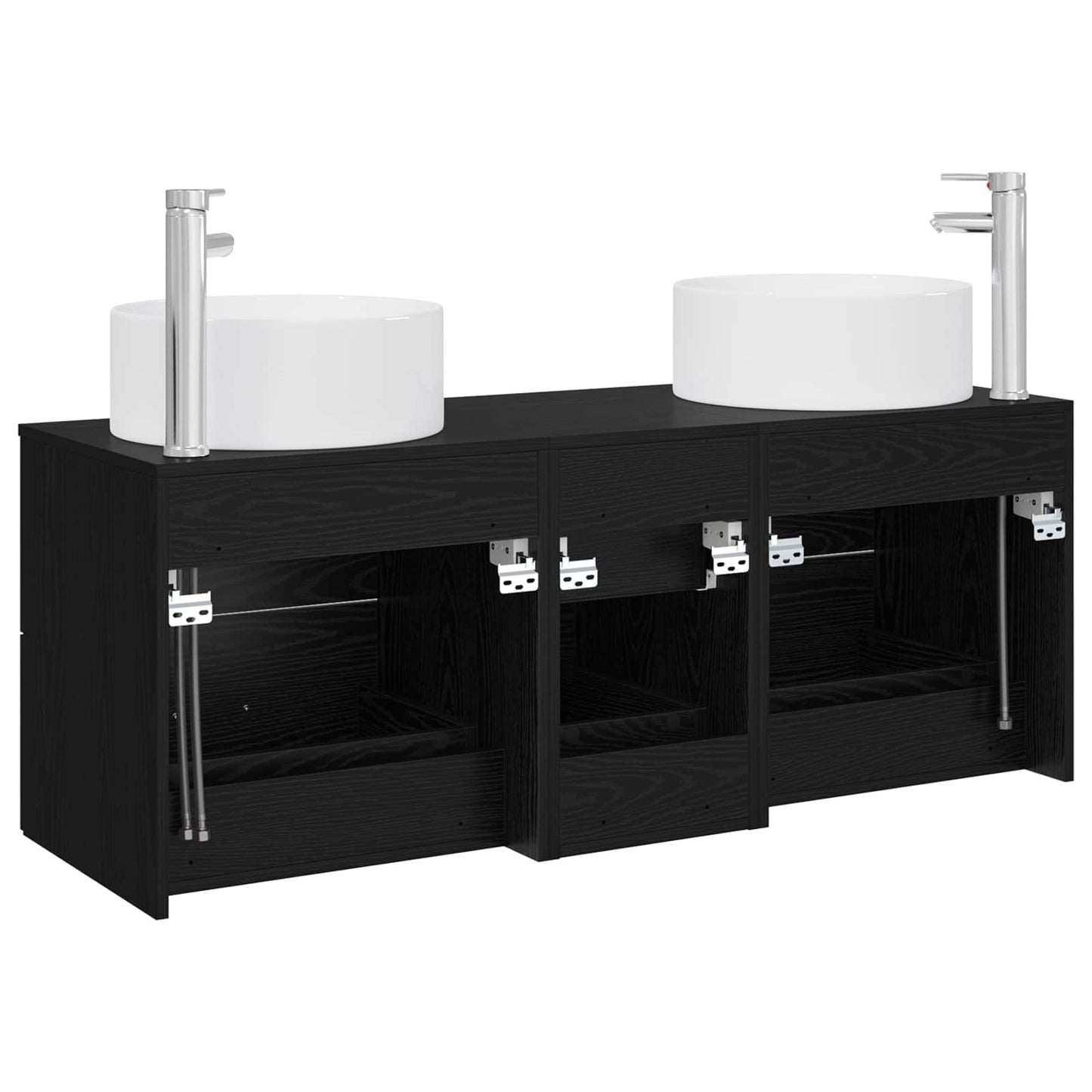 vidaXL Bathroom Furniture Set 3 pcs Black 49.5 x 44.5 x 65.5 cm