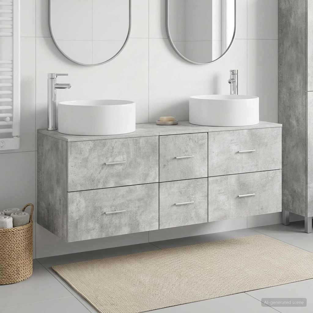 vidaXL Bathroom Furniture Set 3 pcs Concrete Grey