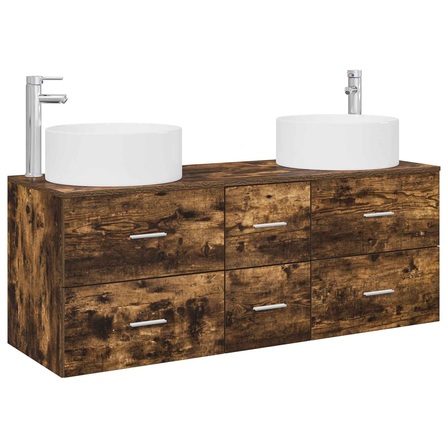 vidaXL Bathroom Furniture Set 3 pcs Smoked Oak 49.5 x 44.5 x 65.5 cm