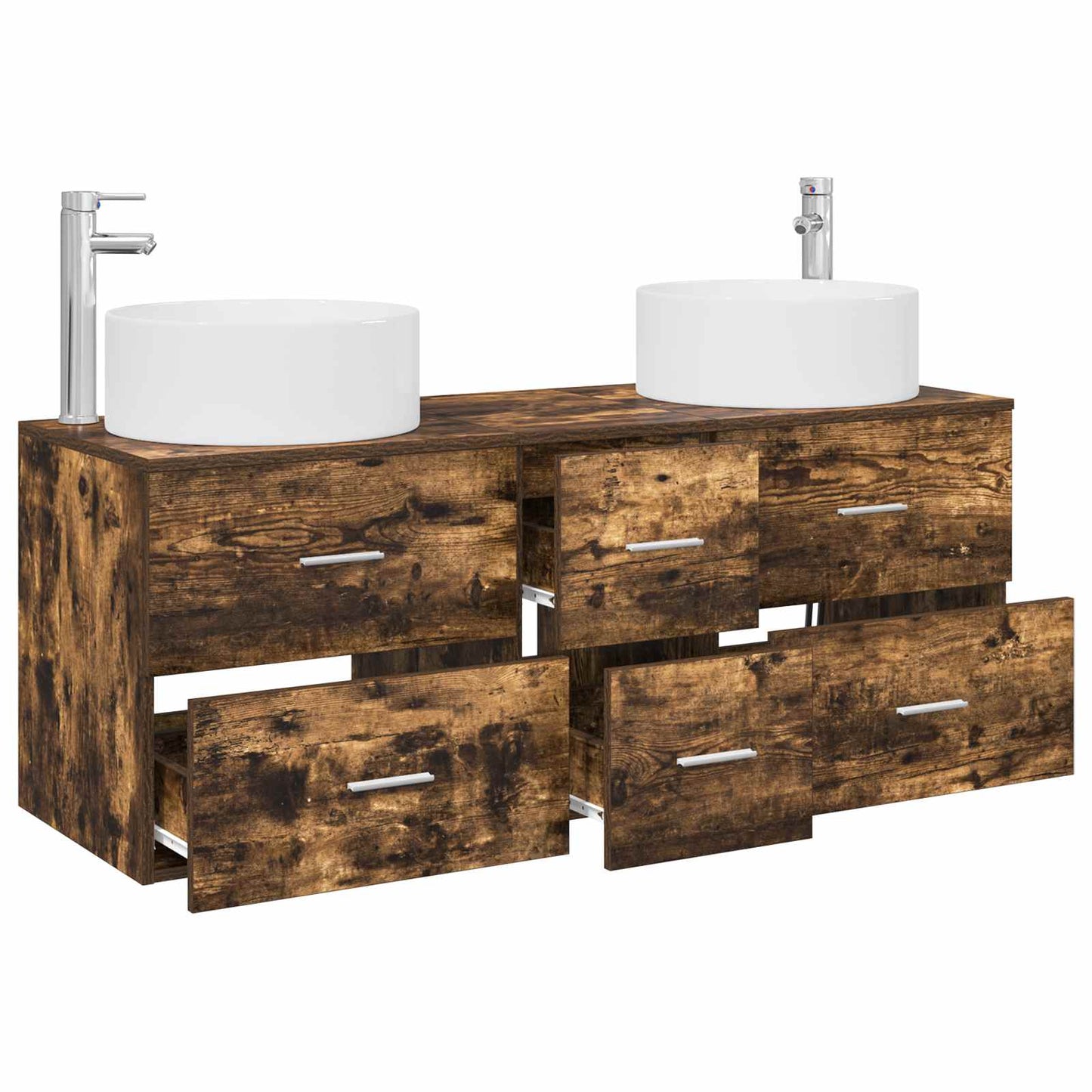 vidaXL Bathroom Furniture Set 3 pcs Smoked Oak 49.5 x 44.5 x 65.5 cm