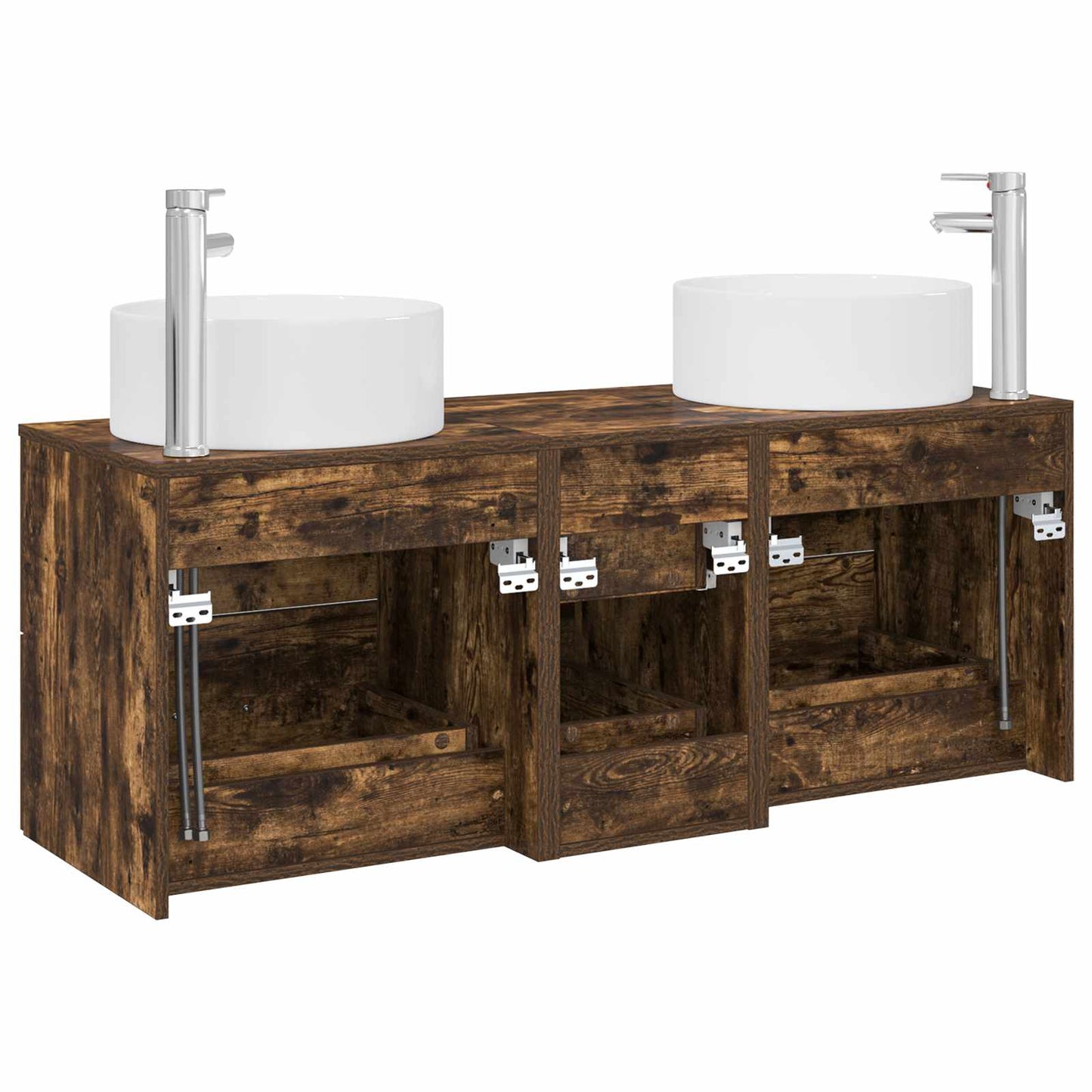 vidaXL Bathroom Furniture Set 3 pcs Smoked Oak 49.5 x 44.5 x 65.5 cm