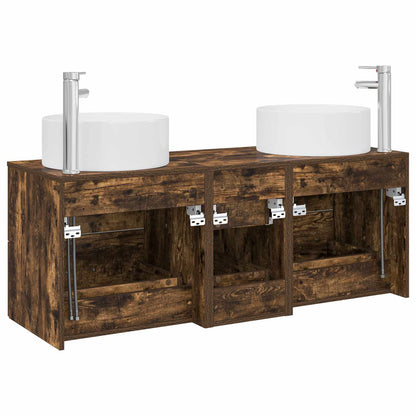 vidaXL Bathroom Furniture Set 3 pcs Smoked Oak 49.5 x 44.5 x 65.5 cm