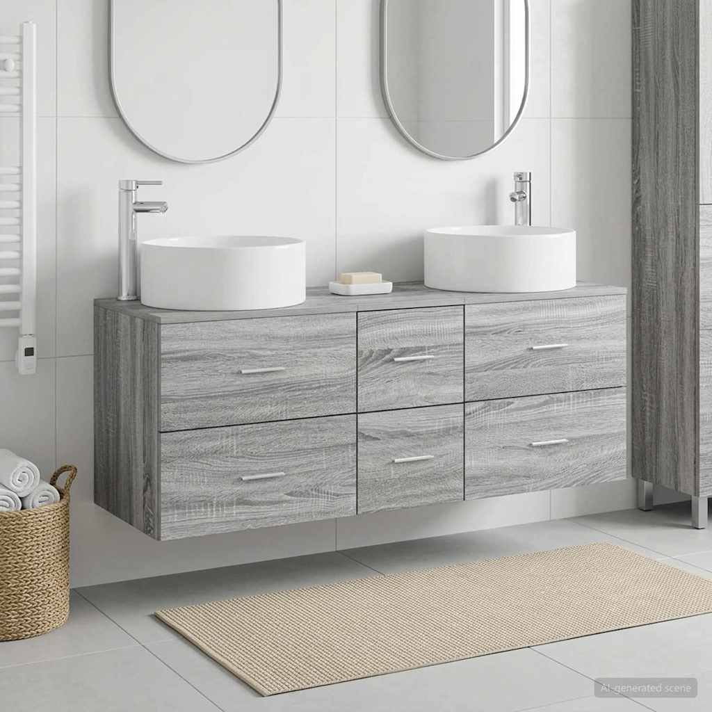 vidaXL Bathroom Furniture Set 3 pcs Grey Sonoma 49.5 x 44.5 x 65.5 cm