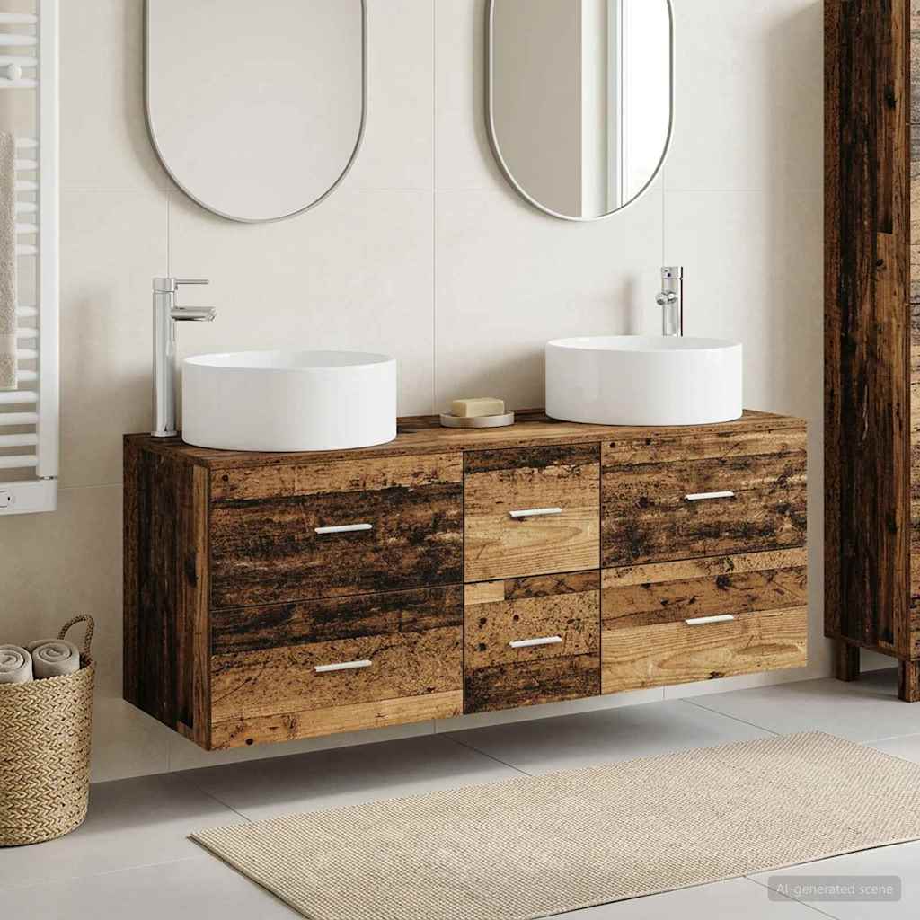 vidaXL Bathroom Furniture Set 3 pcs Old Wood 49.5 x 44.5 x 65.5 cm