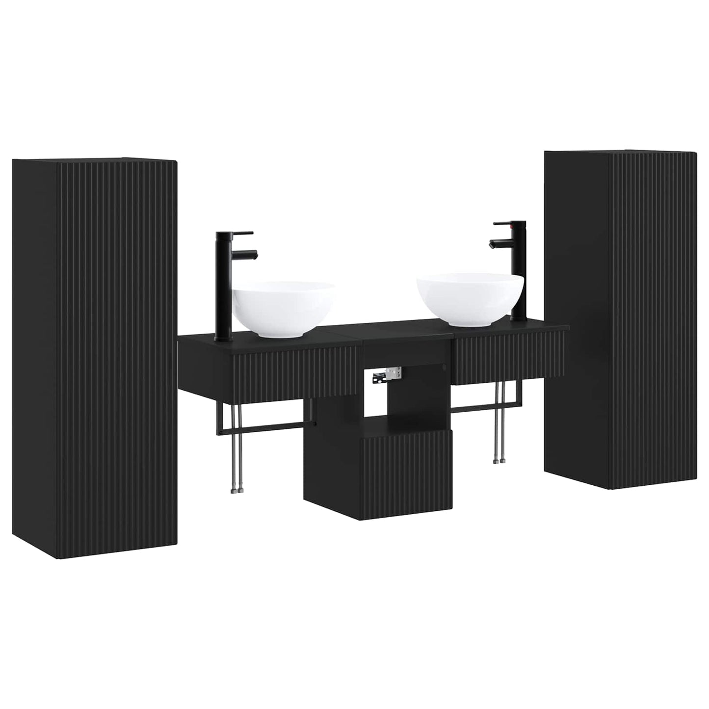 vidaXL Bathroom Furniture Set 5 pcs Black 33 x 34.5 x 100 cm