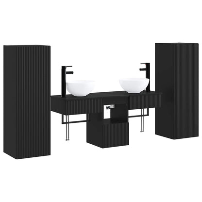 vidaXL Bathroom Furniture Set 5 pcs Black 33 x 34.5 x 100 cm