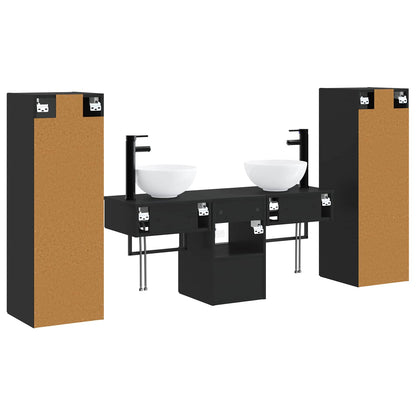 vidaXL Bathroom Furniture Set 5 pcs Black 33 x 34.5 x 100 cm