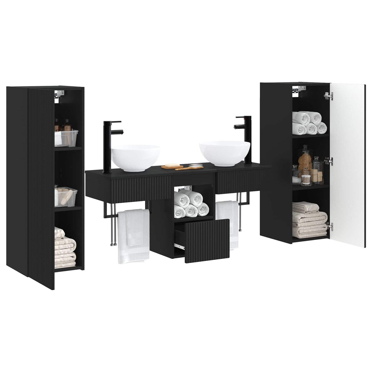 vidaXL Bathroom Furniture Set 5 pcs Black 33 x 34.5 x 100 cm