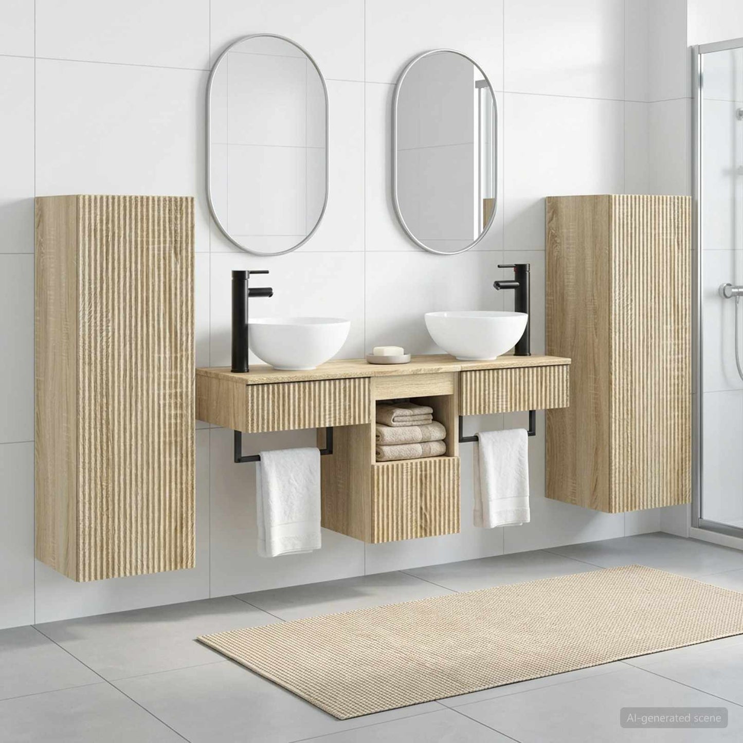 vidaXL Bathroom Furniture Set 5 pcs Sonoma Oak 33 x 34.5 x 100 cm