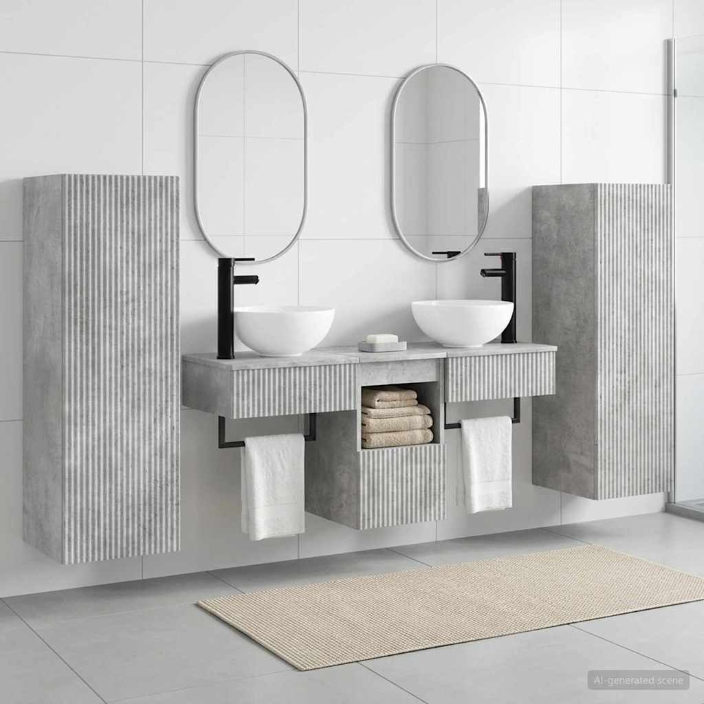 vidaXL Bathroom Furniture Set 5 pcs Concrete Grey 33 x 34.5 x 100 cm