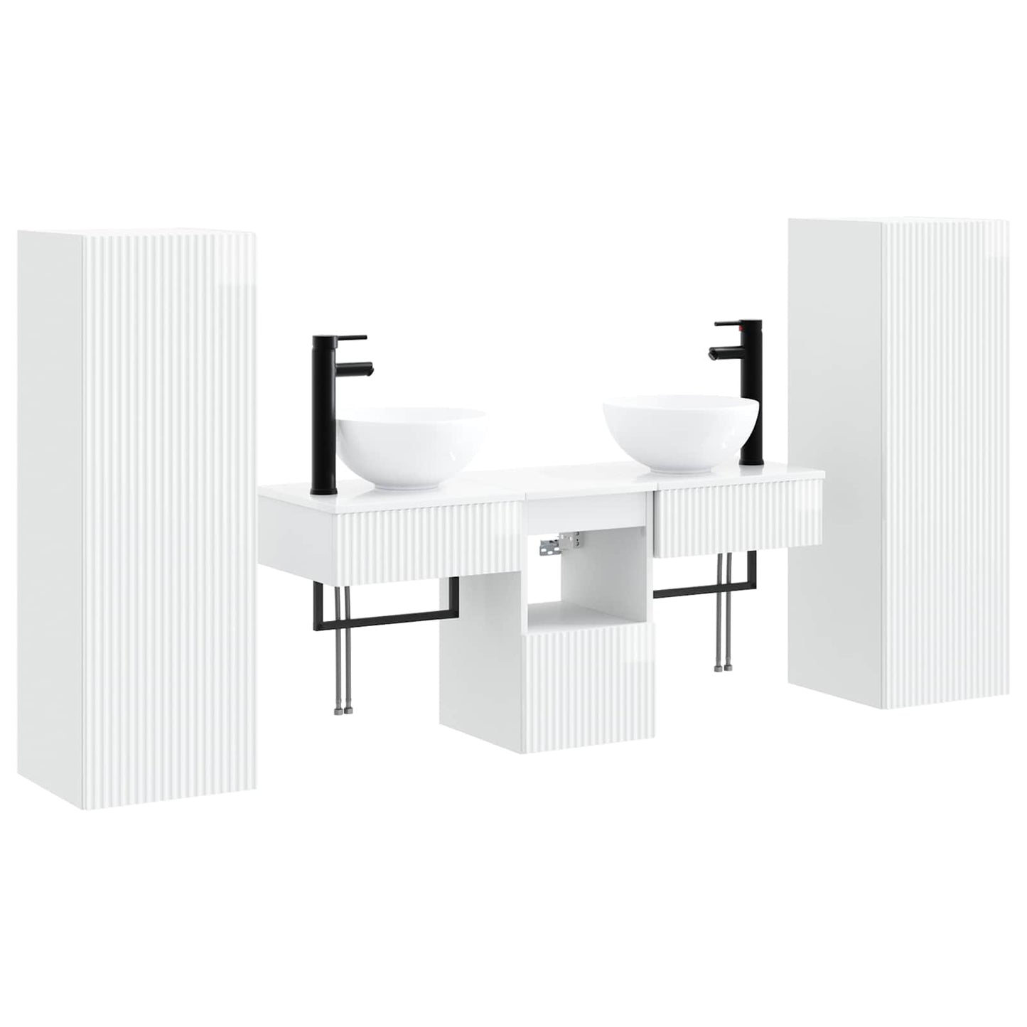 vidaXL Bathroom Furniture Set 5 pcs High Gloss White