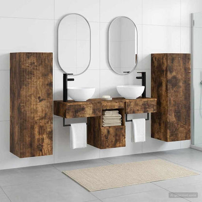 vidaXL Bathroom Furniture Set 5 pcs Smoked Oak 33 x 34.5 x 100 cm