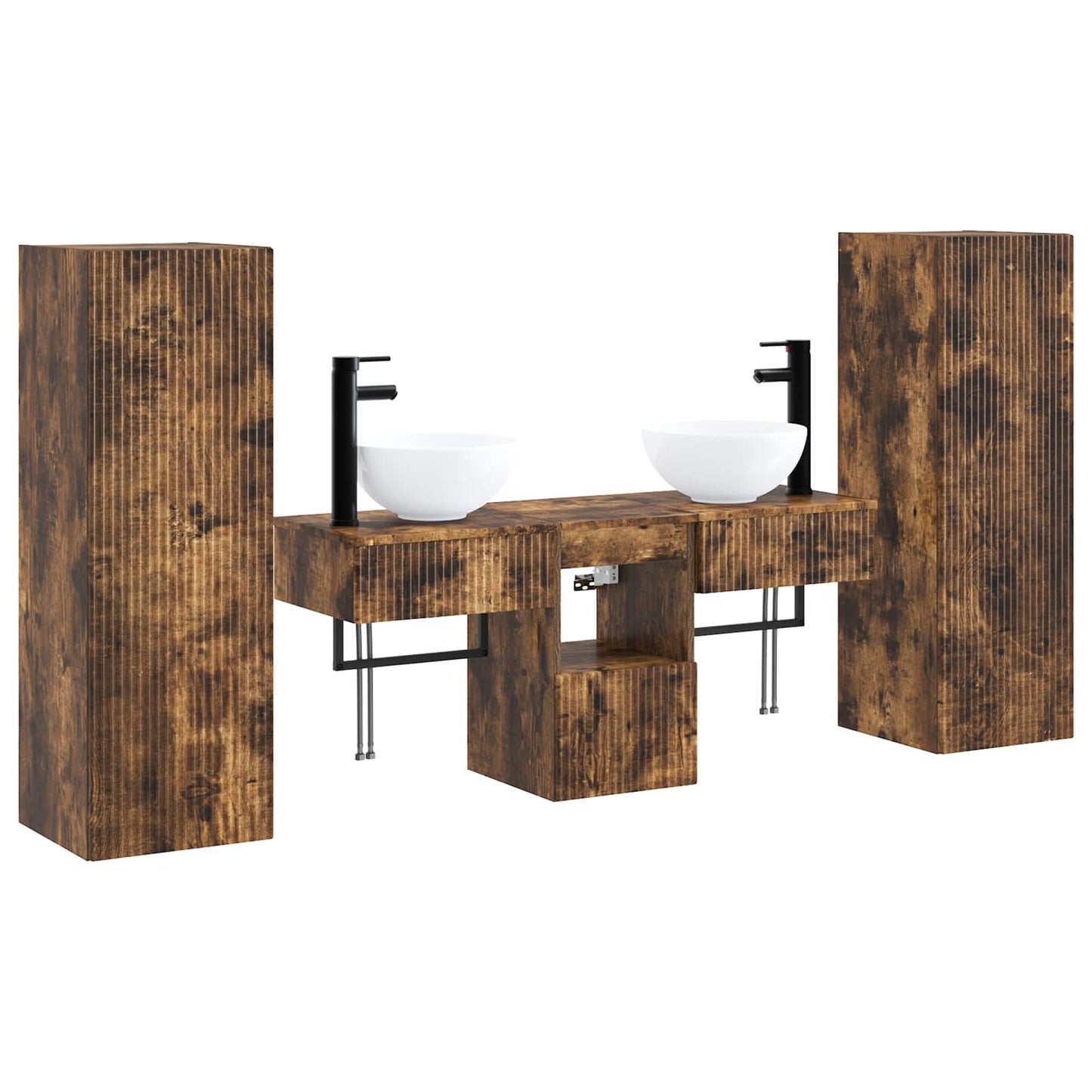 vidaXL Bathroom Furniture Set 5 pcs Smoked Oak 33 x 34.5 x 100 cm