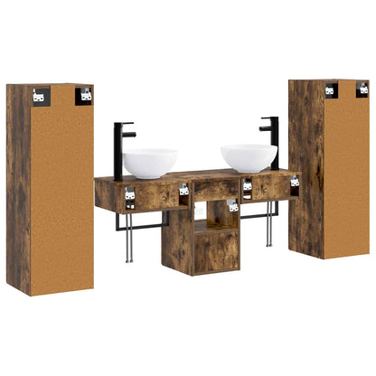 vidaXL Bathroom Furniture Set 5 pcs Smoked Oak 33 x 34.5 x 100 cm