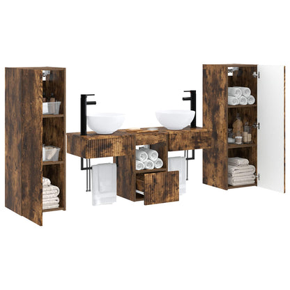 vidaXL Bathroom Furniture Set 5 pcs Smoked Oak 33 x 34.5 x 100 cm