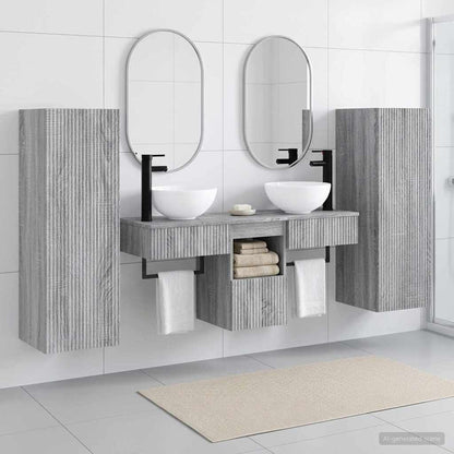 vidaXL Bathroom Furniture Set 5 pcs Grey Sonoma 33 x 34.5 x 100 cm
