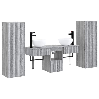 vidaXL Bathroom Furniture Set 5 pcs Grey Sonoma 33 x 34.5 x 100 cm