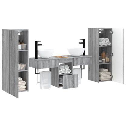 vidaXL Bathroom Furniture Set 5 pcs Grey Sonoma 33 x 34.5 x 100 cm
