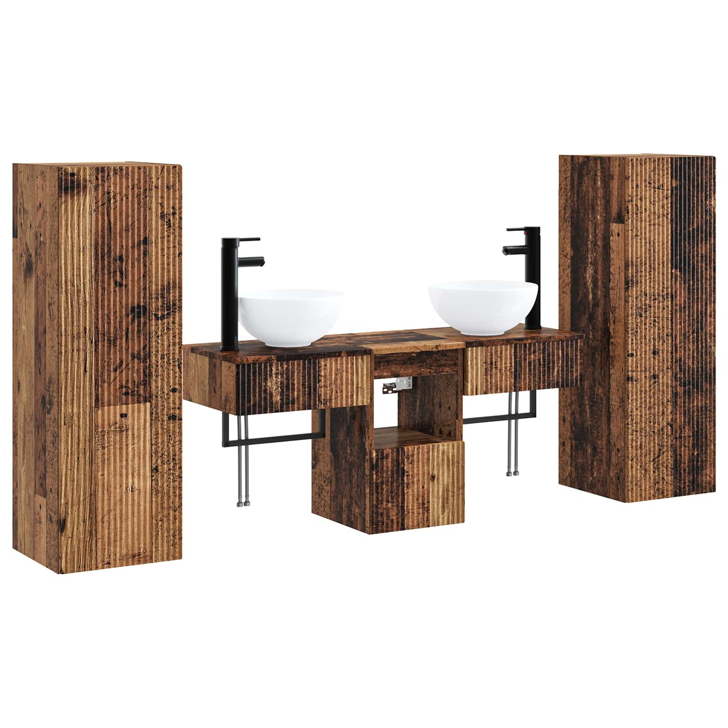 vidaXL Bathroom Furniture Set 5 pcs Old Wood 33 x 34.5 x 100 cm