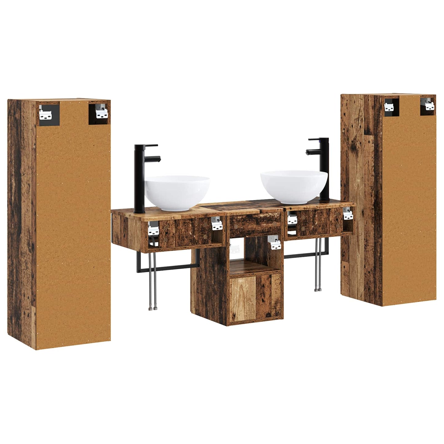 vidaXL Bathroom Furniture Set 5 pcs Old Wood 33 x 34.5 x 100 cm