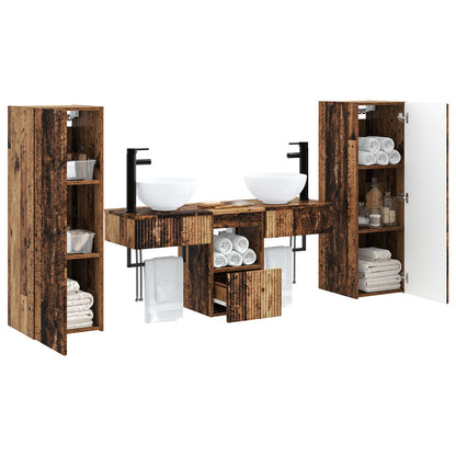 vidaXL Bathroom Furniture Set 5 pcs Old Wood 33 x 34.5 x 100 cm