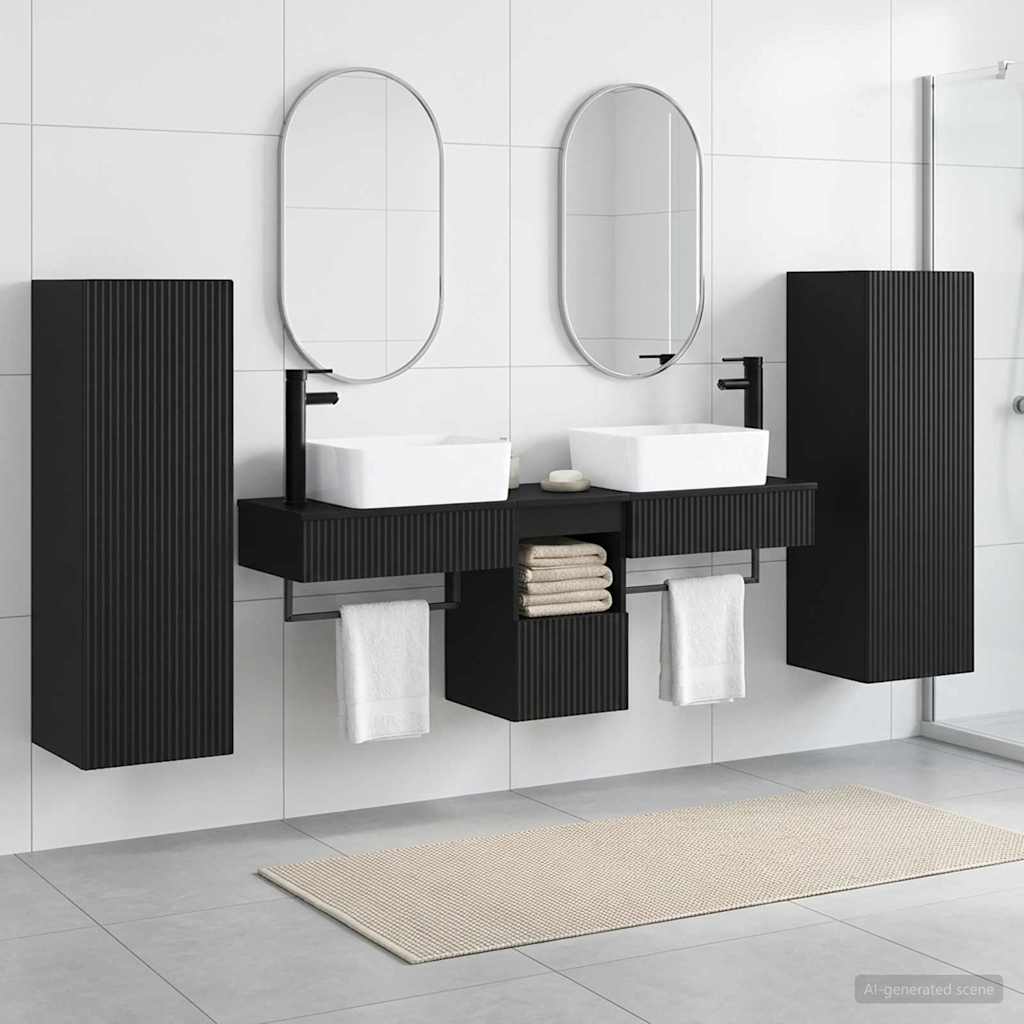 vidaXL Bathroom Furniture Set 5 pcs Black 33 x 34.5 x 100 cm