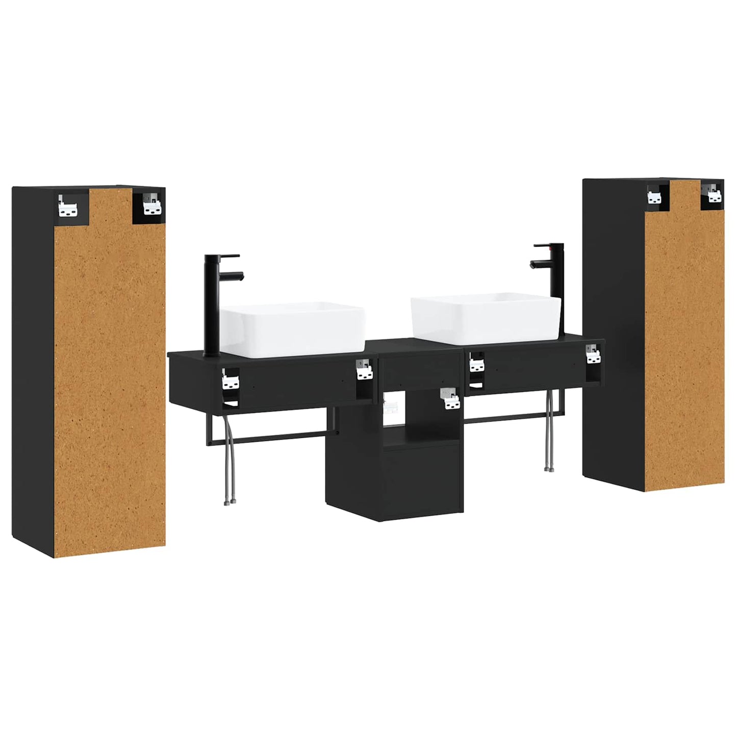 vidaXL Bathroom Furniture Set 5 pcs Black 33 x 34.5 x 100 cm