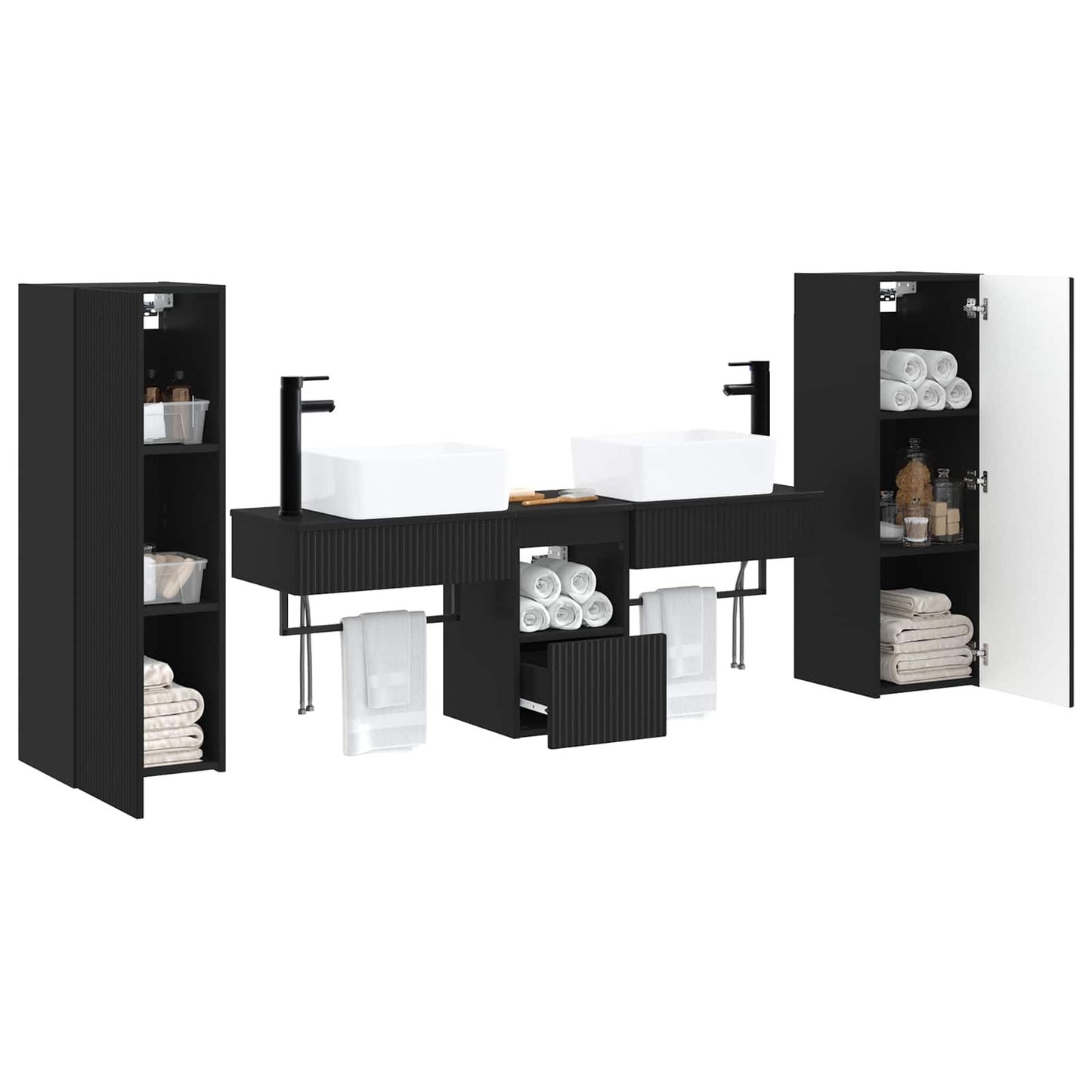 vidaXL Bathroom Furniture Set 5 pcs Black 33 x 34.5 x 100 cm