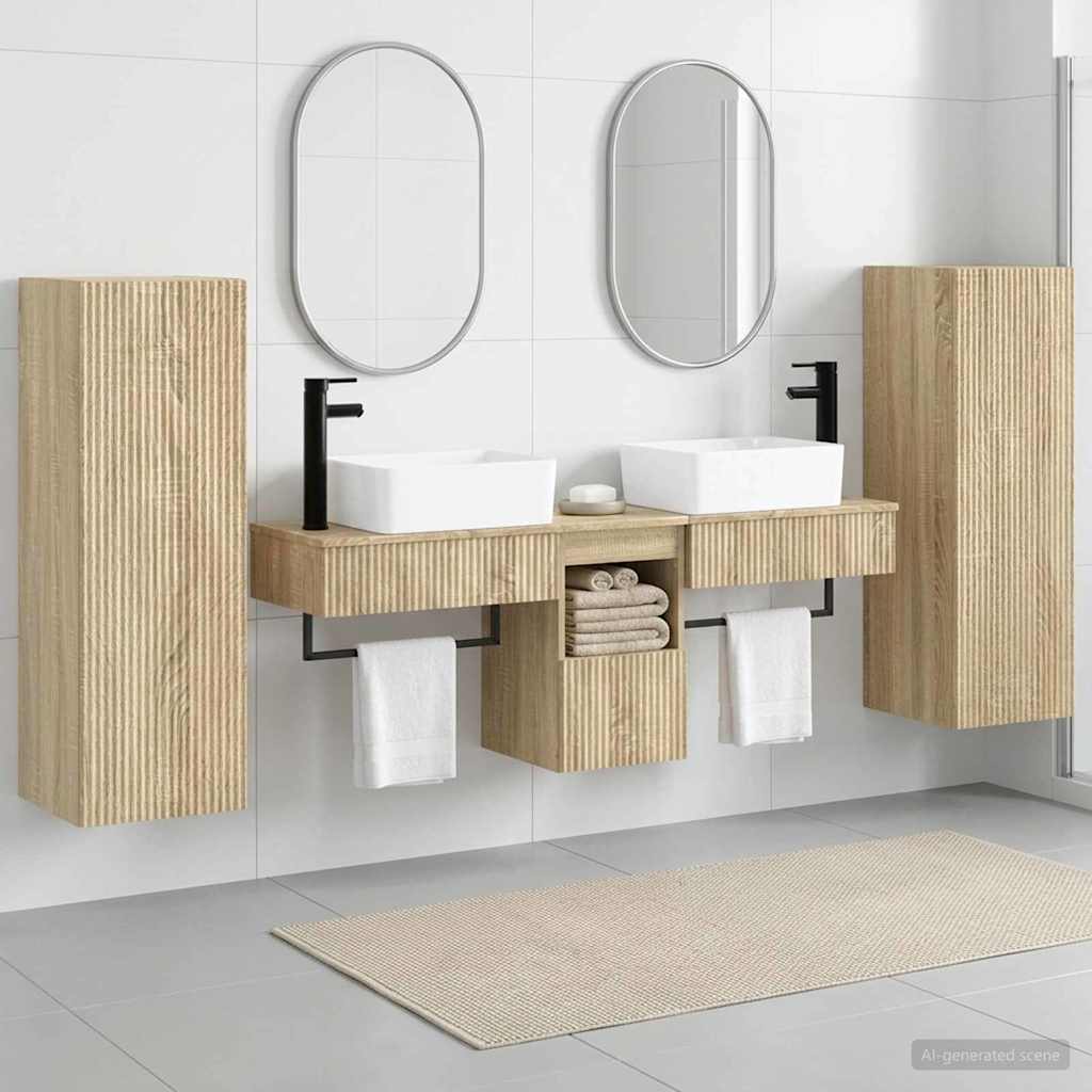 vidaXL Bathroom Furniture Set 5 pcs Sonoma Oak 33 x 34.5 x 100 cm