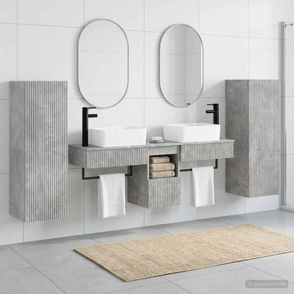 vidaXL Bathroom Furniture Set 5 pcs Concrete Grey 33 x 34.5 x 100 cm